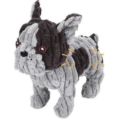 Dog Toys Plush Interactive Dog Toy with Crinkle Paper and Squeaker, Reduce Boredom and Anxiety, Cute Dog for Small Medium Large Dogs, Grey