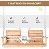 3-Seater Wooden Porch Swing Bench with Folding Coffee Table, Cup Holders & Chains Included ¨C 440 lbs Weight Capacity - 3 of 4