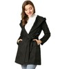 INSPIRE CHIC Women's Winter Lapel Hooded Wrap Belted Long Coat with Pockets - 3 of 4