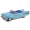 1957 Chevrolet Bel Air Convertible Light Blue with Blue Interior 1/18 Diecast Model Car by Motormax - 2 of 4