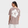 Women's Snoopy Surfer Oversized Short Sleeve Graphic T-Shirt - Taupe - 2 of 3