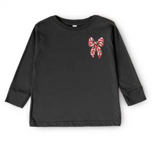 Christmas Bow Quilted Print - Toddler Long Sleeve Graphic Tee - 1 of 4