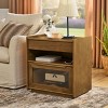 Nightstand with Charging Station with Two Drawers and Glass Cabinet Open Shelf with Outlet Hole for Bedroom Living Room or Dorm-The Pop Home - 2 of 4