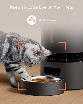 Black 5L Automatic Pet Feeder with Camera and WiFi