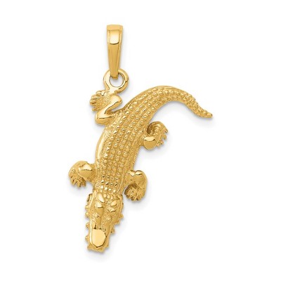Black Bow Jewelry 14k Yellow Gold 3D Moveable Alligator Pendant