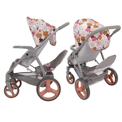 Melange Flora Twin Doll Stroller with Retractable Canopy