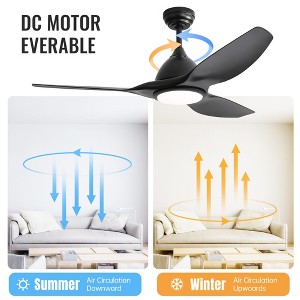 Black Ceiling Fans with Lights 52 Inch Ceiling Fan with Light and Remote 6 Speed Quiet Noiseless 3 CCT, Reversible for Bedroom Living Room - 1 of 4
