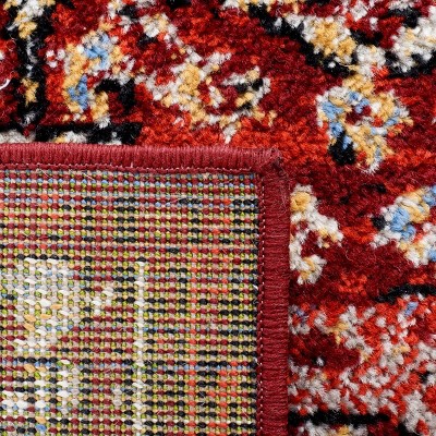 Red Synthetic Hand-knotted Round Area Rug