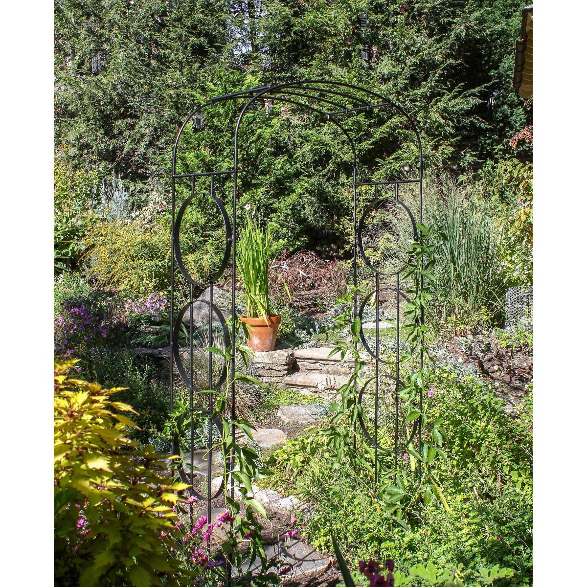 ACHLA Designs 92.25" Powder Coated Samsara Wrought Iron Trellis - thumbnail 2