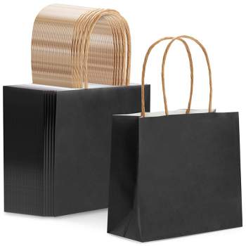  PerKoop 50 Pieces Birthday Paper Bags 8.3 x 5.9 x 3.1 Inches Black  Gold Gift Bags Present Wrap Black Gift Bags with Handles Kraft Gift Wrap  Bags Paper Treat Bag Candy