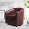 KINWELL 29" Wide Tufted PU Leather Swivel Barrel Chair - 4 of 4