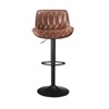 HOMLUX Set of 2 Adjustable Height Swivel Bar Stool with Leaf-Shaped Stitching，Brown - 4 of 4