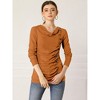 Allegra K Women's Cowl Neck Long Sleeves Buttons Decor Solid Ruched Top - 4 of 4