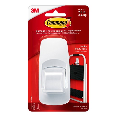 Command Jumbo Hook 1 Hook 4 Strips White