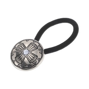 Unique Bargains Fashion Button Hair Elastics for Women 1 Pc White Silver Tone - 1 of 4
