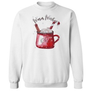 Rerun Island Men's Christmas Warm Wishes Long Sleeve Graphic Cotton Sweatshirt - 1 of 1