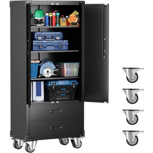 Metal Garage Storage Cabinet with Drawers, 71" Steel Rolling Tool Cabinet, Locking Doors, Adjustable Shelves, Black - 1 of 4
