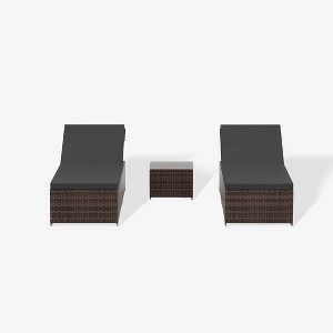 WestinTrends 3-Piece Outdoor Wicker Chaise Lounge Set with Side Table - 1 of 3