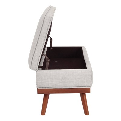 Katheryn Mid-Century Modern Grey Fabric Storage Bench