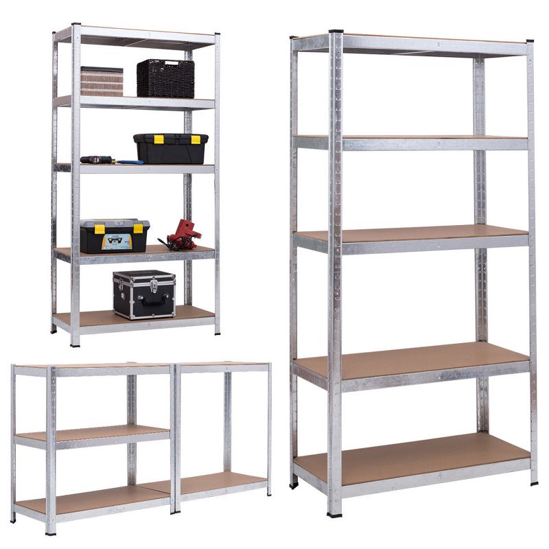 Costway 2 PC 71'' Heavy Duty Storage Shelf Steel Metal Garage Rack 5 Level Adjustable Shelves, 2 of 9