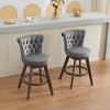 Sapphtopaz Retro Bar Stools Set of 2 with Button Tufted & Nailhead Trim Upholstered Wood Legs Swivel Barstools with Footrest for Kitchen Island - 3 of 4