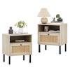 Angel Sar Rattan Nightstands Set of 2, Boho Night Stand with 1 Door, Natural Wood - 4 of 4