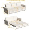 93" King Pull-Out Sleeper Sofa Bed, 3-in-1 Faux Leather Chesterfield Convertible Couch with Nailhead Trim and Rolled Arms - Koiai - 4 of 4