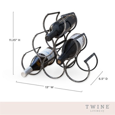 Black Cast Iron Vintage Style Wine Rack, Holds 6 Bottles