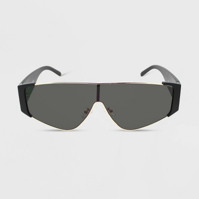 Women's Plastic Square Shield Sunglasses - A New Day™ Black : Target