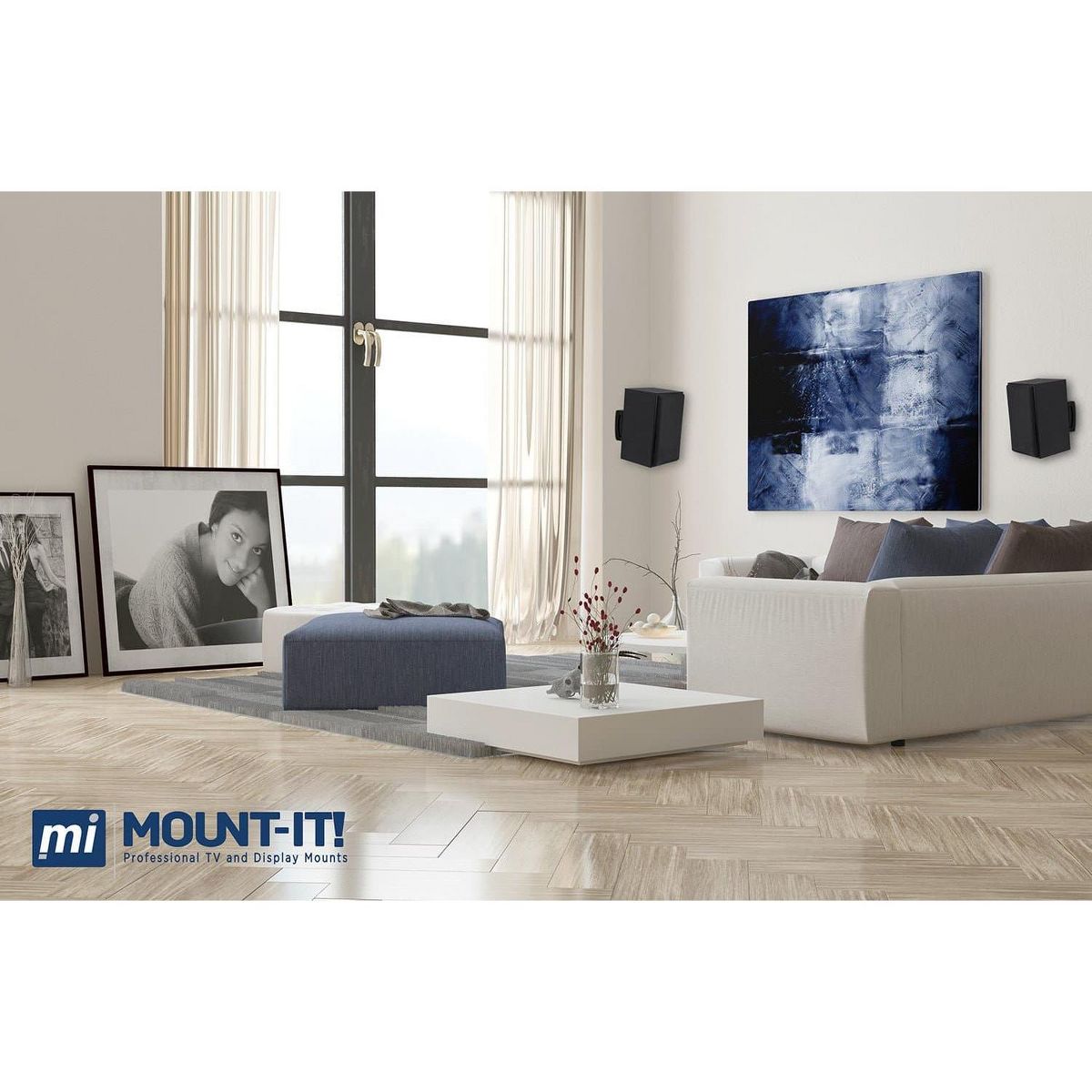 Mount-It! Heavy-Duty Speaker Wall Mount, Universal Adjustable Design for Bookshelf, Large or Small Speakers | 1 Pair | 22 Lbs. Capacity | Black - thumbnail 3