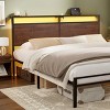 WOWLIVE Twin/Full/Queen/King Size Bed Frame with LED Light and Charging Station, Metal Frame with Storage Headboard, Large Storage Space - 2 of 4