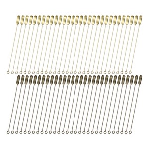 Unique Bargains DIY Clothing Accessories Suit Copper Long Needle Brooch Stick Pins Stopper Ends Flat Head - 1 of 4