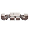 Buenhomino 5-Piece Outdoor Lounge Set with Sofa, Swivel Chairs, Ottomans & Coffee Table, All-Weather Wicker & Olefin Cushions - 2 of 4