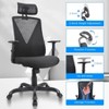 TopComfy Ergonomic Task and Office Chair Adjustable Headrest Armrest Mesh Swivel with Storage Function for Gaming Home, Black, 28"*13"*25" - 3 of 4