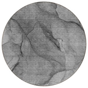 Gray Silver And Charcoal Abstract Washable Indoor Outdoor Area Rug - 1 of 4