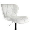 Elama 2 Piece Diamond Tufted Faux Leather Adjustable Bar Stool in White with Chrome Base - 4 of 4