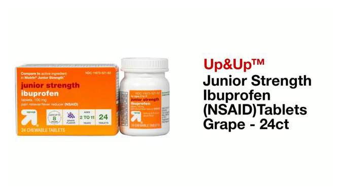Junior Strength Ibuprofen (NSAID) Pain Reliever &#38; Fever Reducer Tablets - Grape - 24ct - up &#38; up&#8482;, 2 of 9, play video
