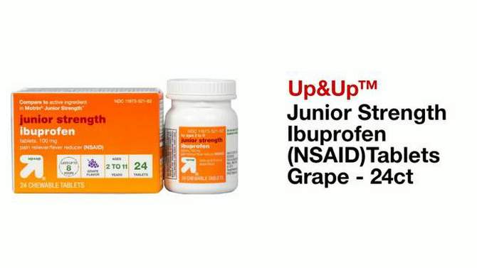 Junior Strength Ibuprofen (NSAID) Pain Reliever &#38; Fever Reducer Tablets - Grape - 24ct - up &#38; up&#8482;, 2 of 9, play video