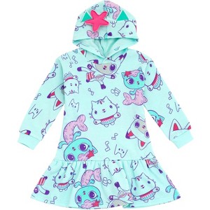 Dreamworks Gabby's Dollhouse Pandy Paws Cakey Cat MerCat Girls Fleece Dress Toddler to Big Kid - 1 of 4