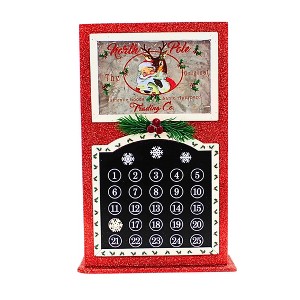 Stony Creek 16.0 Inch Jolly Holiday Pre-Lit Wood Countdown Calendar Accent Santa Snowflake Reindeer Novelty Sculpture Lights - 1 of 4