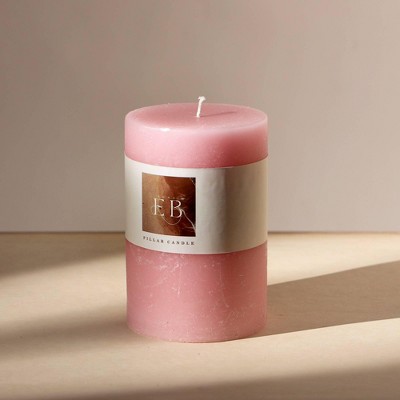 Rustic Pink Pillar Candle 4"x6" – Elegant Home Décor Candle