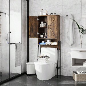Over Toilet Storage Cabinet with 2 - Door Design Bathroom Organizers and Storage with Anti - Tip Device Over Toilet Organizer - 1 of 4