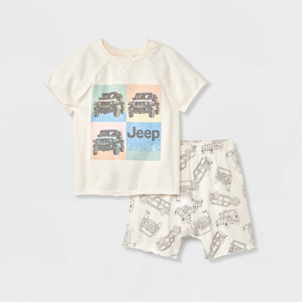 Toddler Boys' Jeep Top and Bottom Set - White 2T