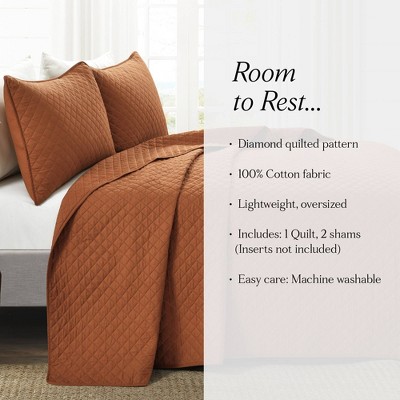 Lush Decor 3pc Full/Queen Size Ava Diamond Cotton Quilt Bedding Set Pure White: Luxurious Comforter with Shams, OEKO-TEX Certified — фото 6