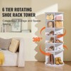 VEVOR 6 Tiers Rotating Shoe Rack Tower, 360°Spinning Shoe Display, Revolving Shoe Rack Storage Round Carousel, Lazy Susan Shoe Rack Organizer, White - 3 of 4