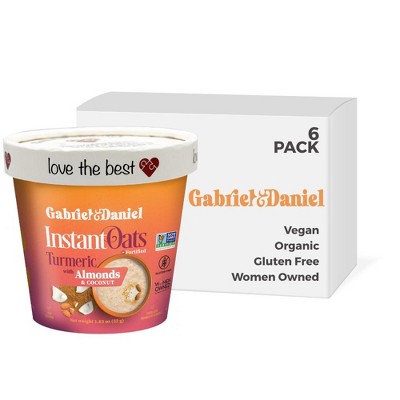 Gabriel & Daniel Instant Oatmeal with Turmeric, Almonds & Coconut | Organic, Gluten-Free, Non-GMO – High Fiber & Protein Breakfast – 6 Pack