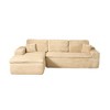 XIZZI No Assembly Sectional Sofa Set w/ Chaise - Plush/Corduroy Fabric, High-Resilience Foam, Beige/Black/Gray - Ships Compressed & Ready to Use - 2 of 4