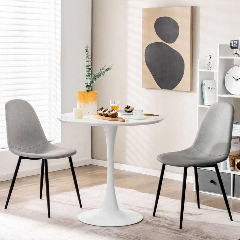 Tangkula 32" Modern Tulip Kitchen Table Round Dining Table w/ MDF Top & Metal Pedestal Base, 4 of 11