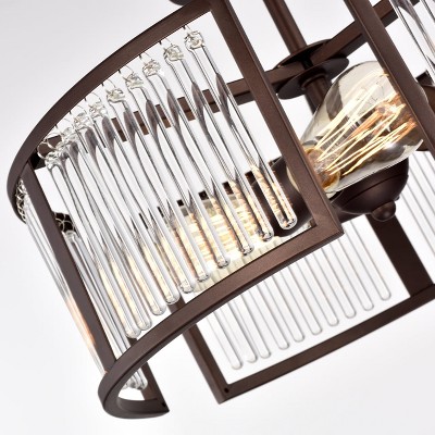Frey 15.75" Bronze Glass Drum Semi-Flush Ceiling Light