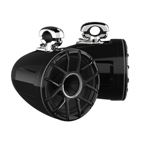Wet Sounds REV 10 HD 10" Horn Loaded Compression Driver Tower Speakers with XZ Grills & Stainless MINI Swivel Clamps, 300 Watts RMS, Black, Pair - 1 of 4